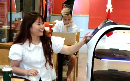 Robot pha đồ, bưng bê tại quán cà phê ở Hà Nội