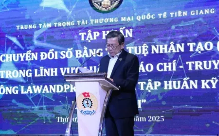 Trung tâm Trọng tài Thương mại Quốc tế Tiền Giang tổ chức tập huấn giải pháp chuyển đổi số ứng dụng AI trong nền tảng Luật và Báo chí – Truyền thông