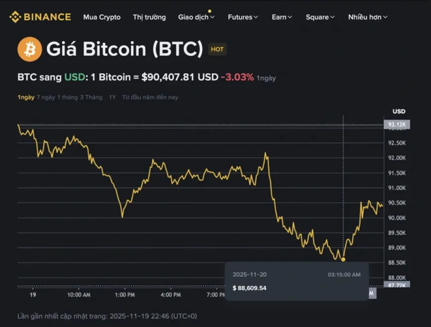 Giá Bitcoin hôm nay 20.11.2025: BTC sập giá, nhà đầu tư dần kiệt quệ